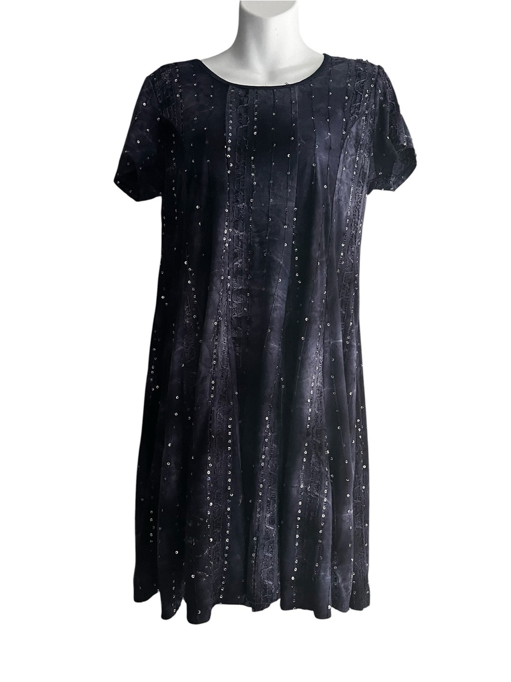 Sami & Jo Navy Blue Short Sleeve Sequin Shift Dress